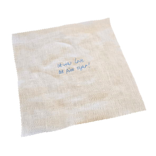 Something Blue - stitched wedding words 23cm x 23cm